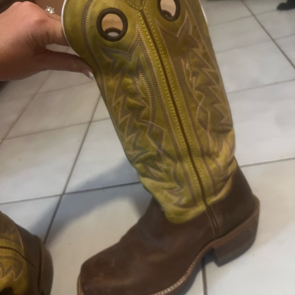 Tony Lama Tan and Brown Leather Cowboy Boots